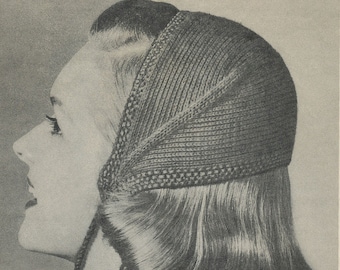 KNITTING PATTERN Vintage Ski Bonnet Headband Ear Warmer Instant Download PDF 01-0500-15