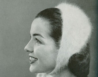 CROCHET PATTERN Vintage Angora Ear Warmer Instant Download PDF 06-0054-03