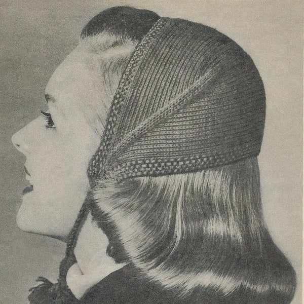 KNITTING PATTERN Vintage Ski Bonnet Headband Ear Warmer Instant Download PDF 01-0500-15
