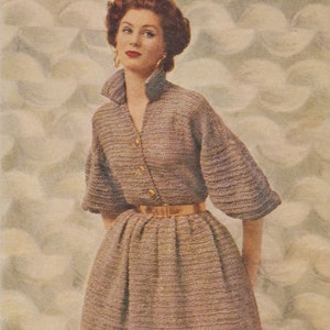 KNITTING PATTERN Vintage 1950s Elizabethan Quick-Knit Dress PDF Instant Download 45-0032-03