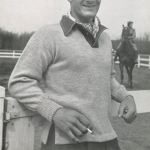 KNITTING PATTERN Vintage 1950s Men&#39;s Polo Sweater Instant Download PDF 74-0124-03
