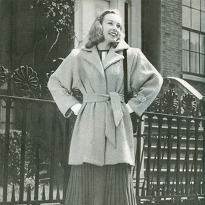 KNITTING PATTERN Gadabout Notched Collar Coat 33-0111-01 Instant Download PDF
