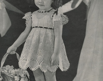 CROCHET PATTERN Vintage Toddler Pineapple Flower Girl Dress 75-0211-05 Instant Download PDF
