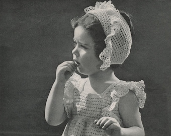 CROCHET PATTERN Vintage Toddler Dress and Hat 75-0211-03 Instant Download PDF