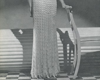 KNITTING PATTERN Vintage 1930s Ritz Tower Lace Dinner Dress 33-0036-22 Instant Download PDF