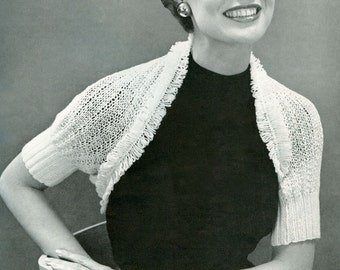 KNITTING PATTERN Vintage 50s Shrug Instant Download PDF 06-0168-02