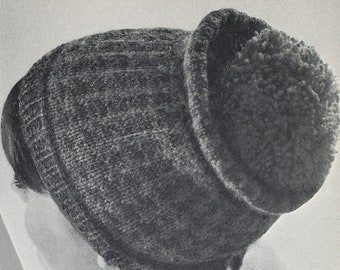 KNITTING PATTERN Vintage Tucked Pom Hat Instant Download PDF 07-074B-05