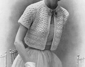 CROCHET PATTERN Vintage 1950s Shell Stitch Bolero Jacket Shortie Instant Download PDF