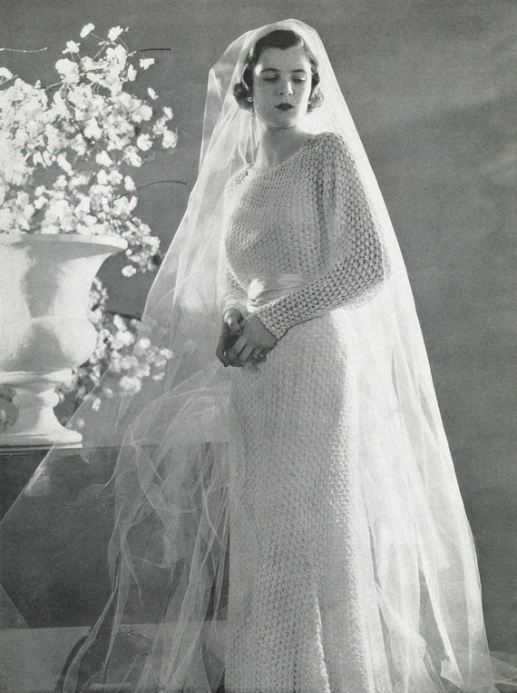 KNITTING PATTERN Vintage Wedding Dress  Instant Download PDF