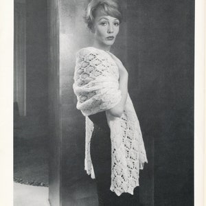 KNITTING PATTERN Vintage Reynolds Lacy Mohair Stole Scarf Instant Download PDF 65-0022-01