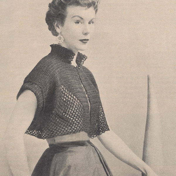 CROCHET PATTERN Vintage 1950s Corde Bolero Instant Download PDF 45-0032-04