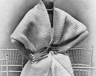 CROCHET PATTERN Vintage 1950s The Crocheted Cape Stole Shawl 33-0704-07 Instant Download PDF