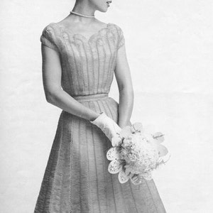 CROCHET Hairpin Lace PATTERN Vintage 1950s Princess Silk Organdy Ribbon Brides Maid Wedding Evening Dress 02-0121-02 Instant Download pdf