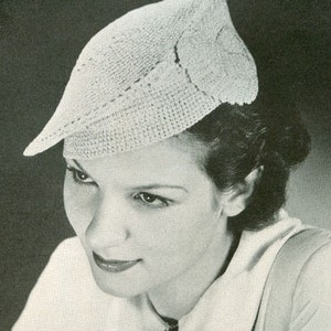CROCHET PATTERN Vintage 1930s Leaf Beret Hat 75-0074-20 Instant Download PDF