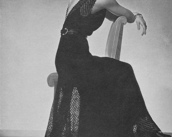 KNITTING PATTERN Vintage 1930s Alora Evening Gown Dress 33-0033-01 Instant Download PDF