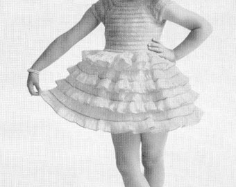 CROCHET PATTERN Vintage 1950s Little Bo Peep Toddler Flower Girl Wedding Party Dress Hairpin Lace 02-0121-05 Instant Download PDF