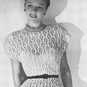 CROCHET PATTERN Vintage Lacy Love Song Blouse 74-0106-16 Instant Download PDF