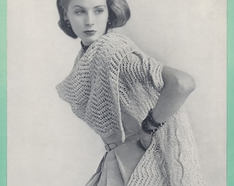 KNITTING PATTERN Vintage Lacy Chevron Stole/Scarf/Wrap/Shawl Instant Download PDF 74-0109-05