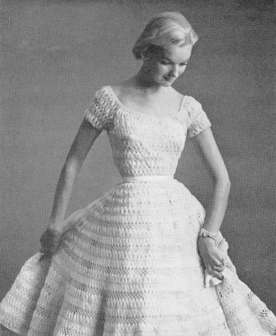 HAIRPIN LACE Crochet Pattern Vintage 50s Nomotta Fairy Tale Cinderella Silk  Organdy Ribbon Wedding Dress 02-0121-04 Instant Download PDF