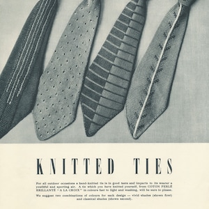 KNITTING PATTERNS Vintage Cartier-Bresson Knitted Men's Ties Instant Download PDF 11-0000-01