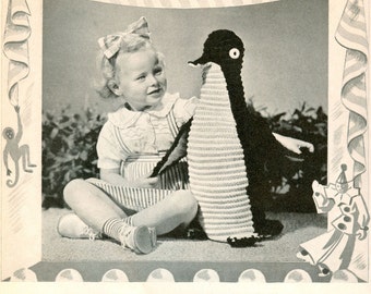 PATRÓN DE CROCHET Vintage Pingüino Juguete Peluche 01-0021-01 Descarga Instantánea PDF