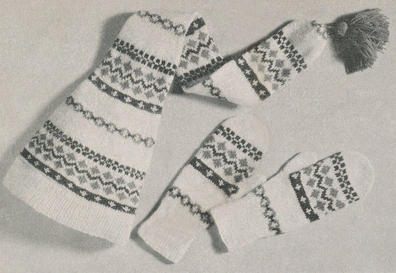 KNITTING PATTERN Scandinavian Fair Isle Stocking Cap and | Etsy