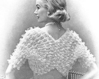 KNITTING PATTERN Vintage 1950s Fan Sleeve Shrug 33-0704-04 Instant Download PDF