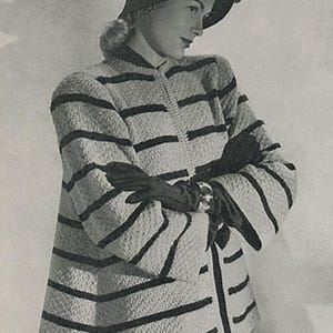 KNITTING PATTERN Vintage Spinnerin Hialeah Swing Coat 74-0106-02 Instant Download PDF