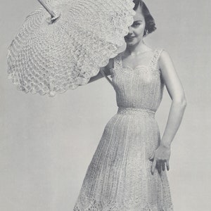 CROCHET PATTERN Vintage 1950s Summer Dress and Parasol Instant Download PDF 06-0173-06