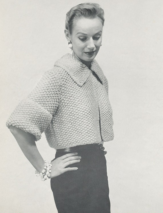 Buy KNITTING PATTERN Vintage Chunky Cropped Jacket Sweater