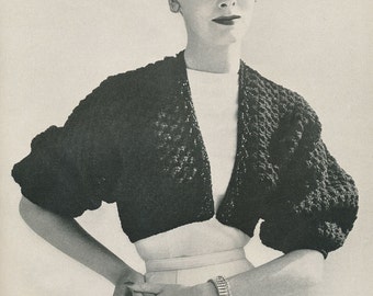 KNITTING PATTERN Vintage 1950s Nomotta Bolero Sweater 02-0116-13 Instant Download PDF