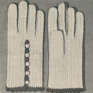 CROCHET PATTERN Vintage 50s Womens Button Shortie Gloves 45-0035-01 Instant Download PDF