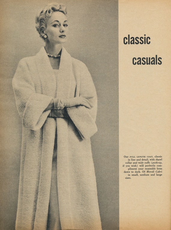 KNITTING PATTERN Vintage 50s Long Shawl Collar Sweater Coat 48 