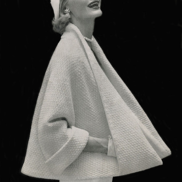 KNITTING PATTERN Vintage 1950s Cape Coat 33-0704-01 Instant Download PDF