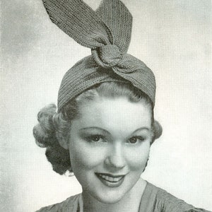 CROCHET PATTERN Vintage Wing Knot Headband Hat Instant Download PDF 24-0005-13