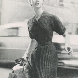 KNITTING PATTERN Vintage 1950s Nomotta Slim Pencil Dress Instant Download PDF 02-0127-01