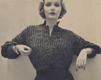 Knitting Pattern Vintage Quick Knit Jacket Sweater Short Cropped Cardigan Instant Download PDF 93-0012-03