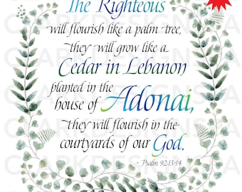 Psalm 92 Digital Download Printable Floral Wall Art