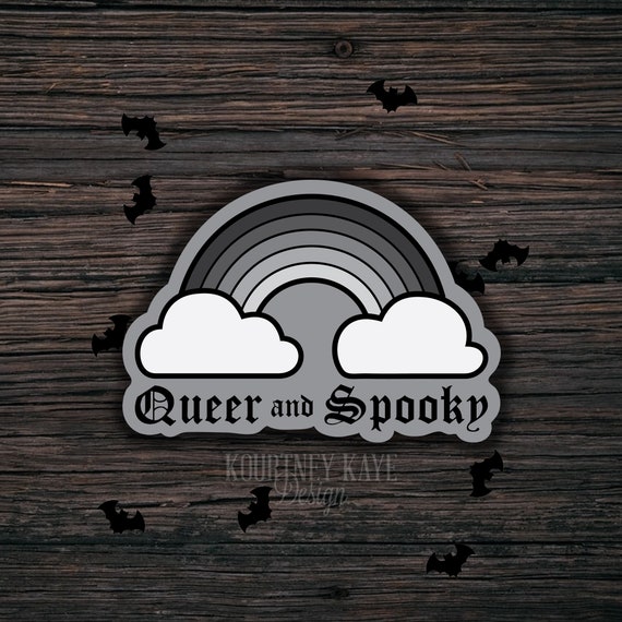 Gay Halloween Stickers, Goth Rainbow, Bi Wife Energy, Queer AF Sticker, Hella Gay, Gay Pride Flag, Goth Pride, Spooky Pride, Black Rainbow