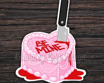 Griezelig Be Mine Sticker, Horror Stickers, Pastel Goth, Spooky en Cute, Griezelige Kawaii, Slasher Stickers, True Crime Lover