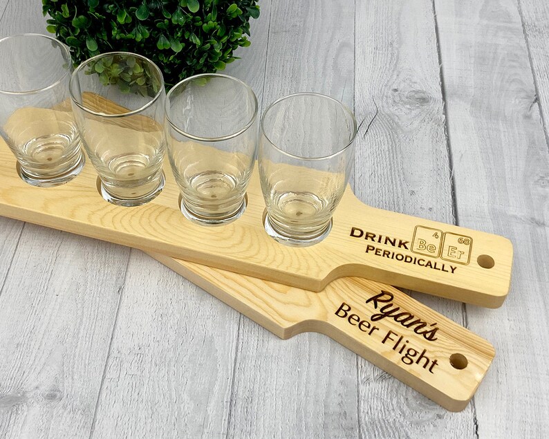 Personalized Beer Flight Board With Glasses Beer Tasting Etsy