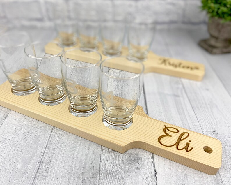 Personalized Beer Flight Board With Glasses Beer Tasting Etsy