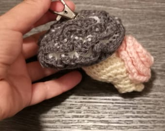 Crocheted Brain Keychain, Brain, Crocheted Brain, Crocheted