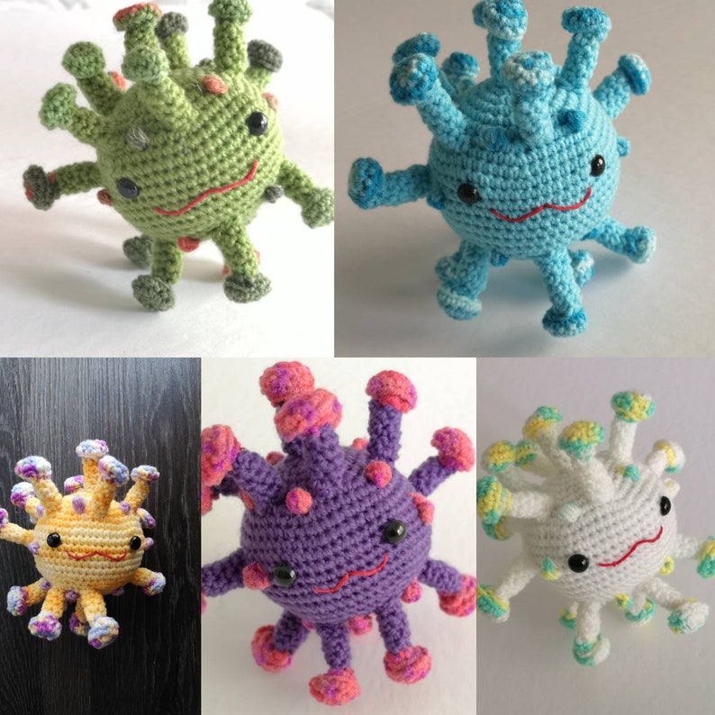 Crocheted virus amigurumi toy microbessciencescience Etsy