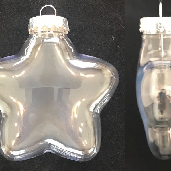 Qty of 10 - 100mm Clear Plastic Star Christmas Ornaments