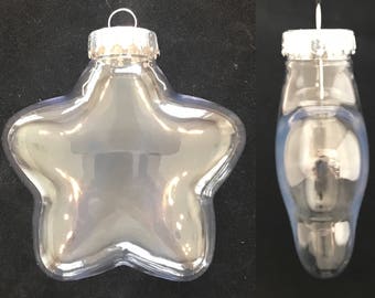 Qty of 10 - 100mm Clear Plastic Star Christmas Ornaments