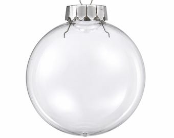 Qty of 6 - 120 mm Clear Plastic ROUND BALL Christmas Ornaments
