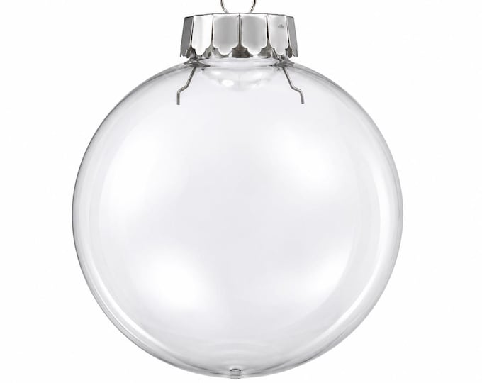 Qty of 6 - 120 mm Clear Plastic ROUND BALL Christmas Ornaments