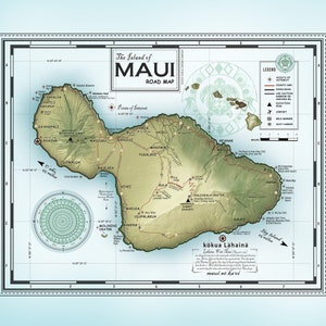 Insel Maui (Atlas-Straßenkarte) Digitaler Download