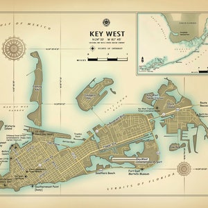 Key West 11"x14" [vintage inspired] artistic map print